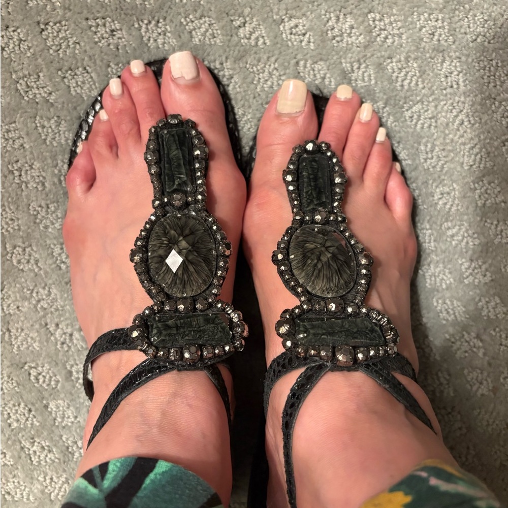 Elegant Black Stones Sandals.